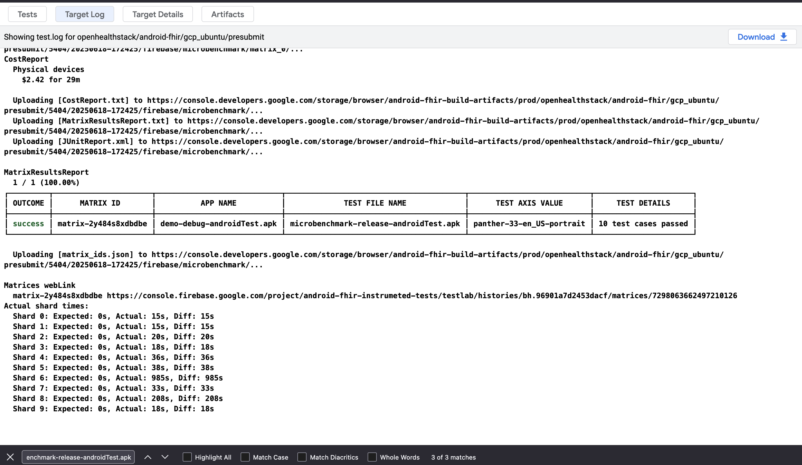Microbenchmark section