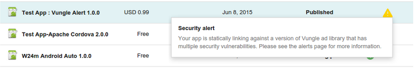 Figure 13-4: An App Security Improvement alert