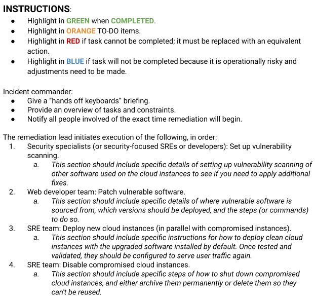 Figure 18-2: Checklist for recovery: compromised cloud instance