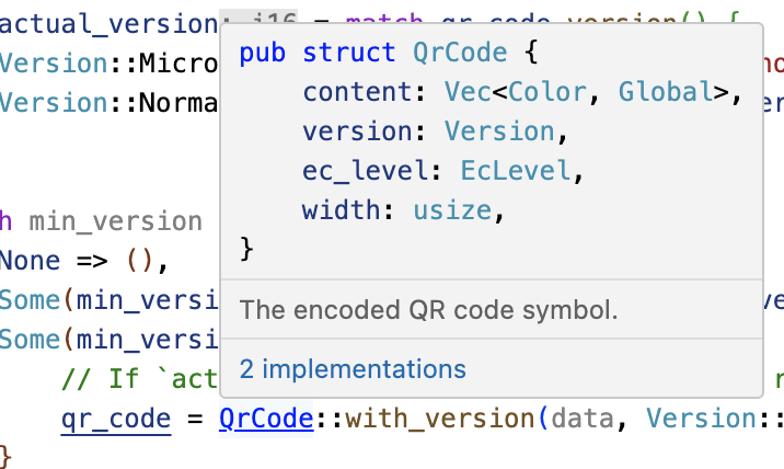 Example screenshot from VSCode