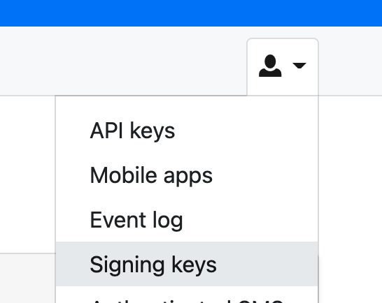 signing keys menu