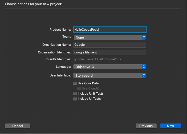 use the default options in Xcode