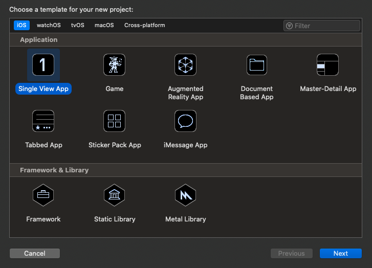 create a single view app in Xcodde